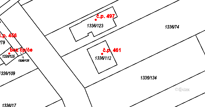 Nosislav 461 na parcele st. 1336/112 v KÚ Nosislav, Katastrální mapa