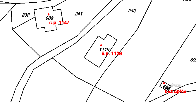 Ládví 1129, Kamenice na parcele st. 1110 v KÚ Ládví, Katastrální mapa