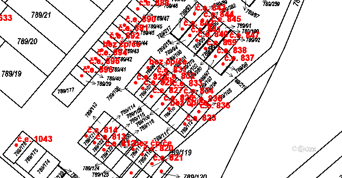 Strážnice 833 na parcele st. 789/102 v KÚ Strážnice na Moravě, Katastrální mapa