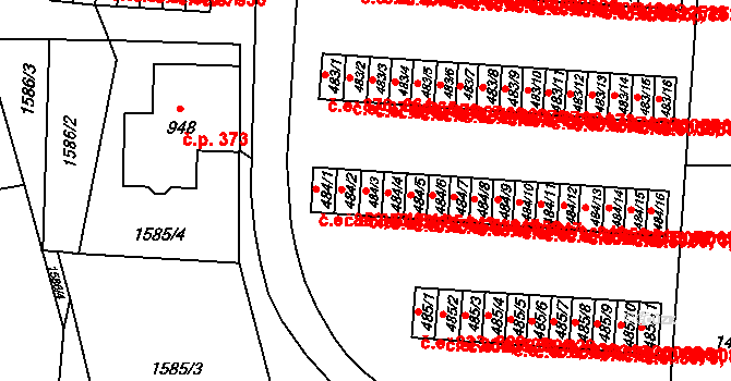 Příluky 842,854, Zlín na parcele st. 484/3 v KÚ Příluky u Zlína, Katastrální mapa