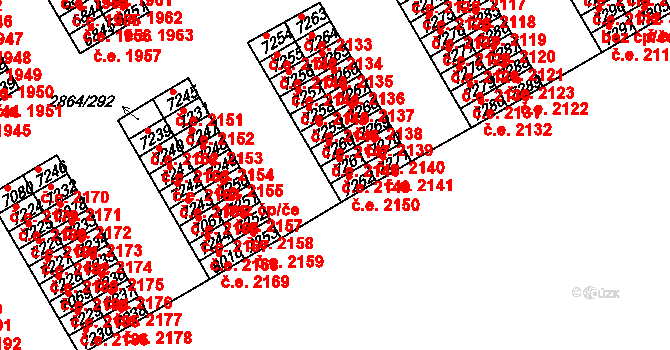 Hodonín 2149 na parcele st. 7261 v KÚ Hodonín, Katastrální mapa