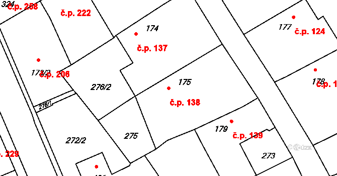 Votice 138 na parcele st. 175 v KÚ Votice, Katastrální mapa