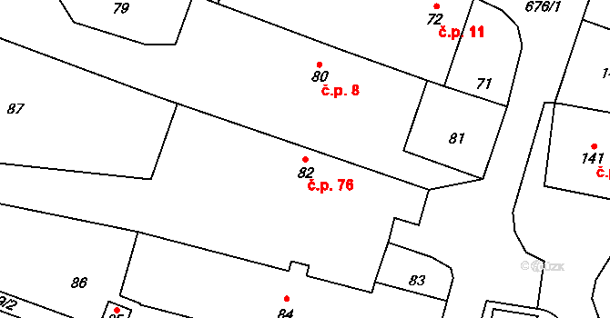 Štáblovice 76 na parcele st. 82 v KÚ Štáblovice, Katastrální mapa