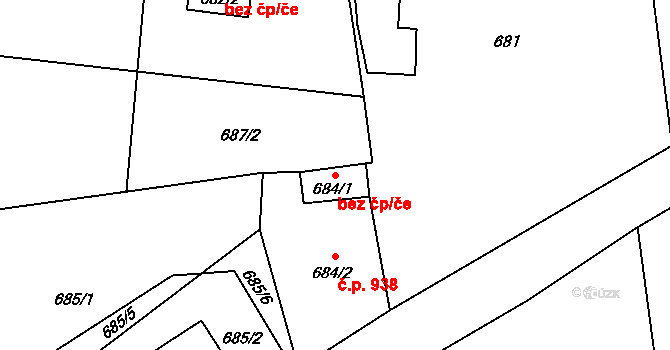 Šluknov 43208410 na parcele st. 684/1 v KÚ Šluknov, Katastrální mapa