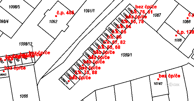 Sokolnice 68,83 na parcele st. 1089/10 v KÚ Sokolnice, Katastrální mapa