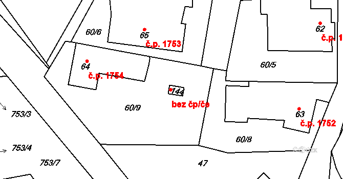Havlíčkův Brod 44516410 na parcele st. 144 v KÚ Perknov, Katastrální mapa