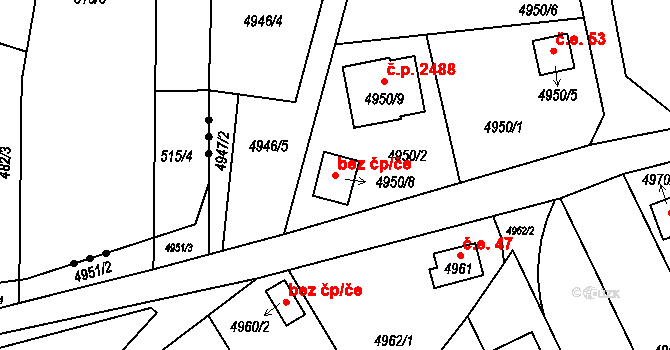 Zábřeh 44991410 na parcele st. 4950/8 v KÚ Zábřeh na Moravě, Katastrální mapa