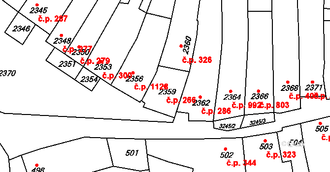 Vlčnov 266 na parcele st. 2359 v KÚ Vlčnov, Katastrální mapa