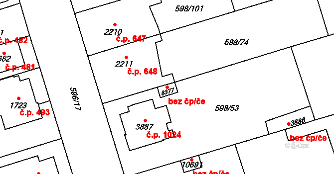 Pardubice 46744410 na parcele st. 8377 v KÚ Pardubice, Katastrální mapa