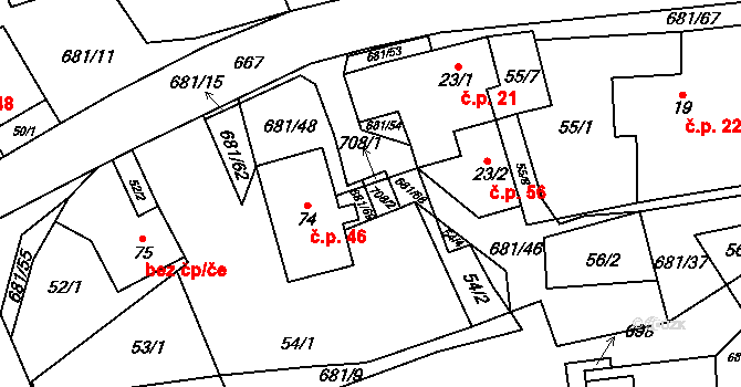 Jimramov 47450410 na parcele st. 98 v KÚ Ubušín, Katastrální mapa