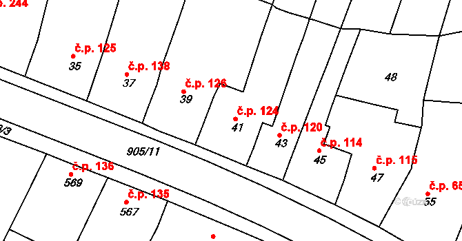 Vícemilice 124, Bučovice na parcele st. 41 v KÚ Vícemilice, Katastrální mapa