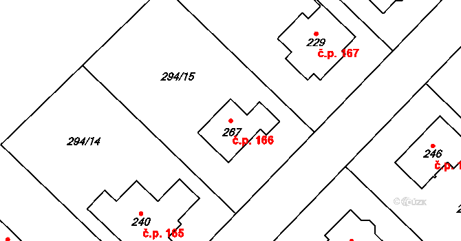 Poděbaby 166, Havlíčkův Brod na parcele st. 267 v KÚ Poděbaby, Katastrální mapa