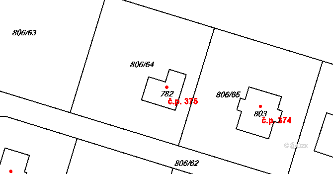 Havlovice 375 na parcele st. 782 v KÚ Havlovice, Katastrální mapa