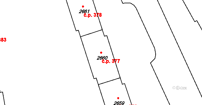 Plešivec 377, Český Krumlov na parcele st. 2660 v KÚ Český Krumlov, Katastrální mapa