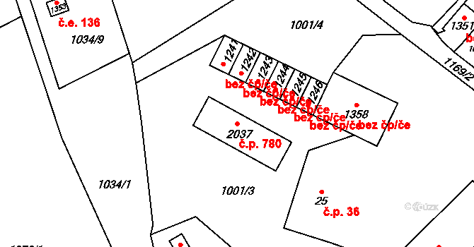 Kdyně 780 na parcele st. 2037 v KÚ Kdyně, Katastrální mapa