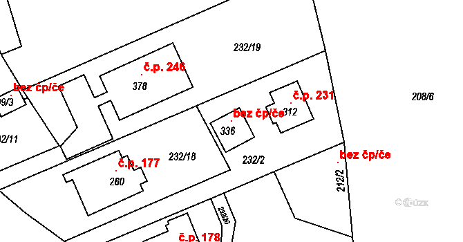 Lhota 100283411 na parcele st. 336 v KÚ Lhota u Kamenných Žehrovic, Katastrální mapa