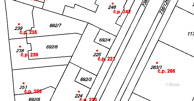 Chotěšov 221 na parcele st. 225 v KÚ Chotěšov, Katastrální mapa