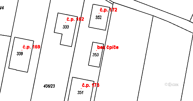 Ledce 104597411 na parcele st. 353 v KÚ Ledce u Mladé Boleslavi, Katastrální mapa