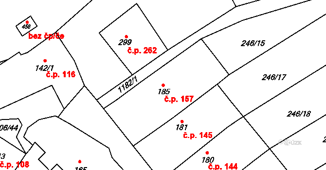 Protivanov 157 na parcele st. 185 v KÚ Protivanov, Katastrální mapa