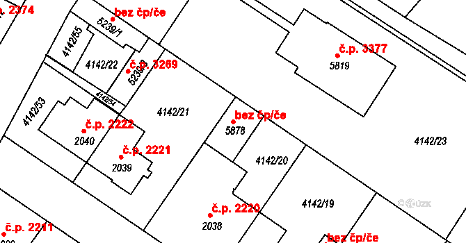 Břeclav 107560411 na parcele st. 5878 v KÚ Břeclav, Katastrální mapa