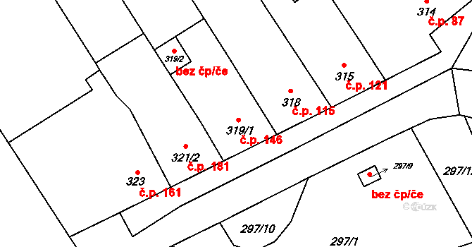 Přerov V-Dluhonice 146, Přerov na parcele st. 319/1 v KÚ Dluhonice, Katastrální mapa