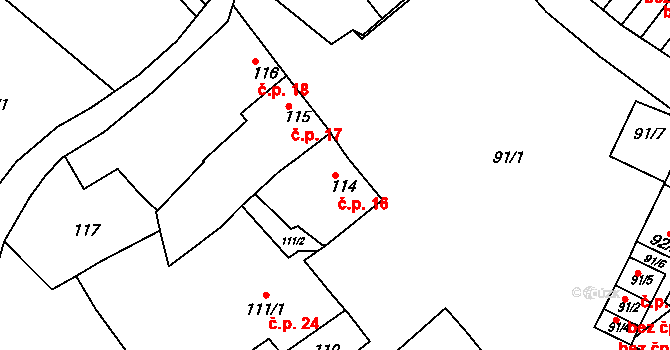 Přerov IX-Lýsky 16, Přerov na parcele st. 114 v KÚ Lýsky, Katastrální mapa