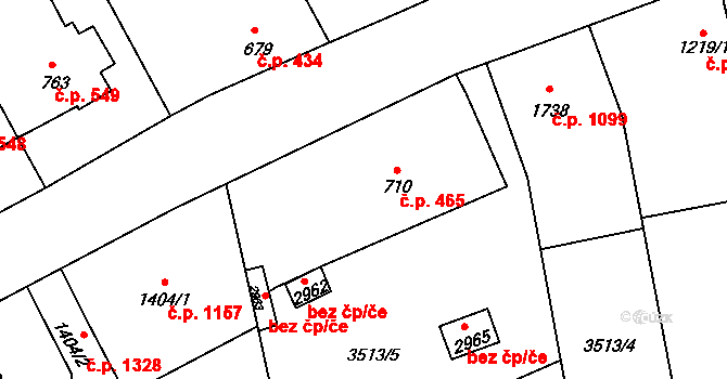 Lipník nad Bečvou I-Město 465, Lipník nad Bečvou na parcele st. 710 v KÚ Lipník nad Bečvou, Katastrální mapa