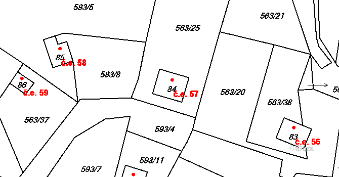 Pulovice 57, Šemnice na parcele st. 84 v KÚ Pulovice, Katastrální mapa
