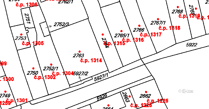 Jihlava 1315 na parcele st. 2764 v KÚ Jihlava, Katastrální mapa