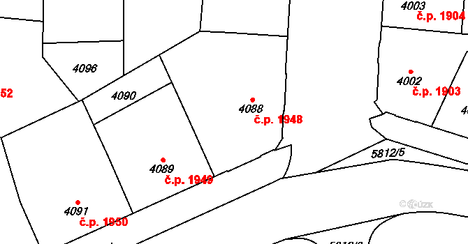 Jihlava 1948 na parcele st. 4088 v KÚ Jihlava, Katastrální mapa