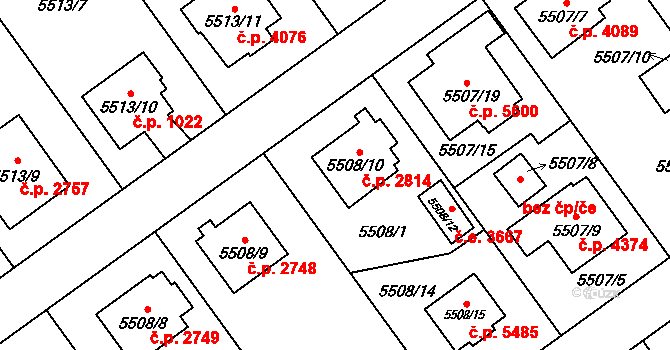 Jihlava 2814 na parcele st. 5508/10 v KÚ Jihlava, Katastrální mapa