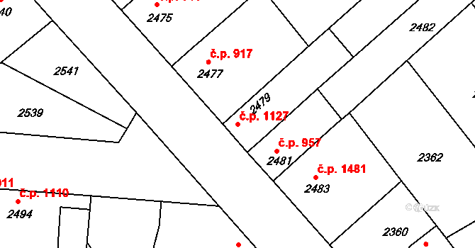 Vracov 1127 na parcele st. 2479 v KÚ Vracov, Katastrální mapa