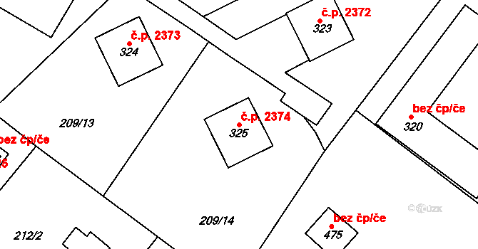 Šumperk 2374 na parcele st. 325 v KÚ Dolní Temenice, Katastrální mapa