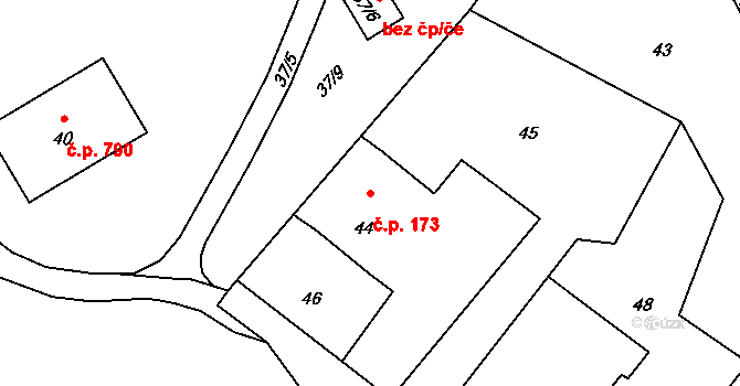 Lutyně 173, Orlová na parcele st. 44 v KÚ Horní Lutyně, Katastrální mapa