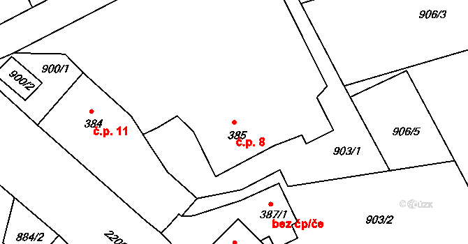 Staňkova Lhota 8, Sobotka na parcele st. 385 v KÚ Staňkova Lhota, Katastrální mapa