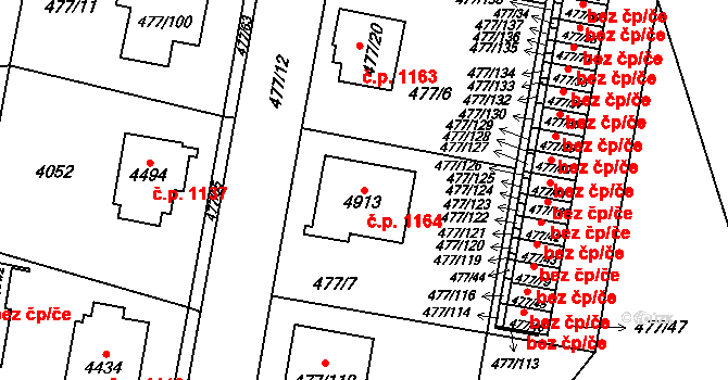 Žamberk 1164 na parcele st. 4913 v KÚ Žamberk, Katastrální mapa