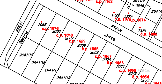 Lysá nad Labem 1658 na parcele st. 2068 v KÚ Lysá nad Labem, Katastrální mapa