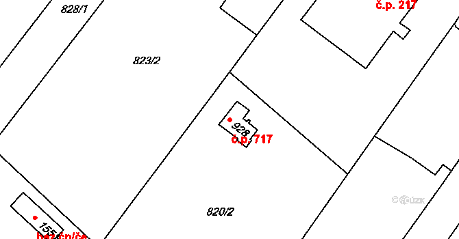 Náměšť nad Oslavou 717 na parcele st. 928 v KÚ Náměšť nad Oslavou, Katastrální mapa