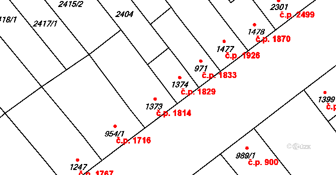 Břeclav 1829 na parcele st. 1374 v KÚ Břeclav, Katastrální mapa