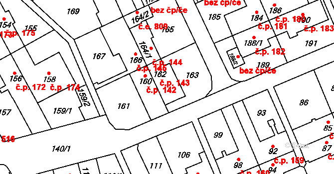 Medlánky 143, Brno na parcele st. 162 v KÚ Medlánky, Katastrální mapa