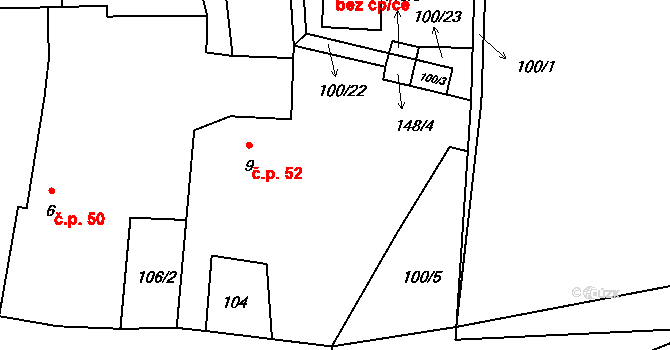 Lipenec 52, Lipno na parcele st. 9 v KÚ Lipenec, Katastrální mapa