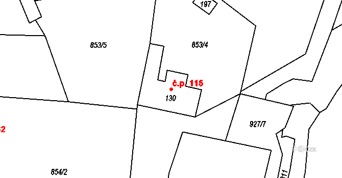 Rychnov u Nových Hradů 115, Horní Stropnice na parcele st. 130 v KÚ Rychnov u Nových Hradů, Katastrální mapa