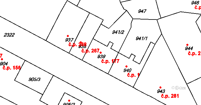 Trnovany 177, Teplice na parcele st. 939 v KÚ Teplice-Trnovany, Katastrální mapa