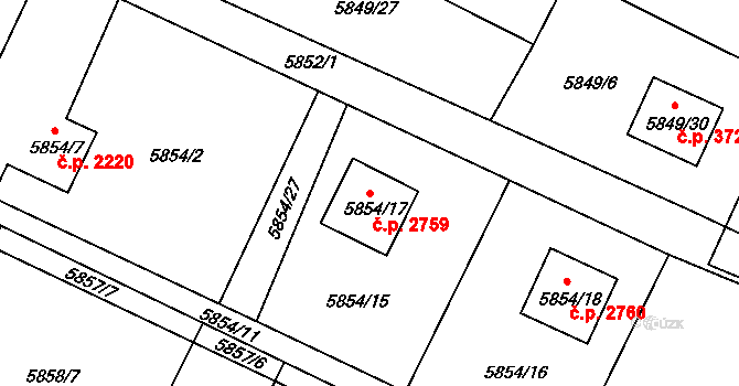 Frýdek 2759, Frýdek-Místek na parcele st. 5854/17 v KÚ Frýdek, Katastrální mapa