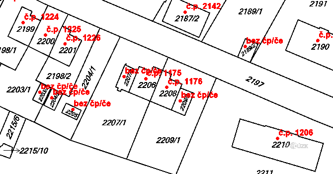 Sokolov 1176 na parcele st. 2208 v KÚ Sokolov, Katastrální mapa