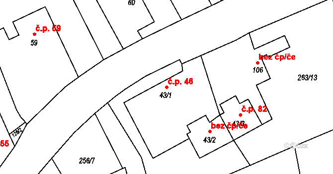 Lejšovka 46 na parcele st. 43/1 v KÚ Lejšovka, Katastrální mapa