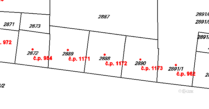 Vinohrady 1172, Praha na parcele st. 2888 v KÚ Vinohrady, Katastrální mapa