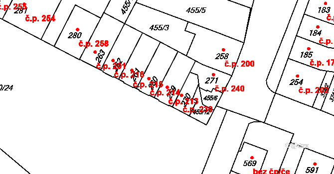 Povel 213, Olomouc na parcele st. 259 v KÚ Povel, Katastrální mapa