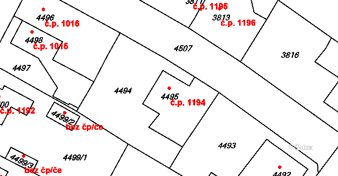 Česká Lípa 1194 na parcele st. 4495 v KÚ Česká Lípa, Katastrální mapa