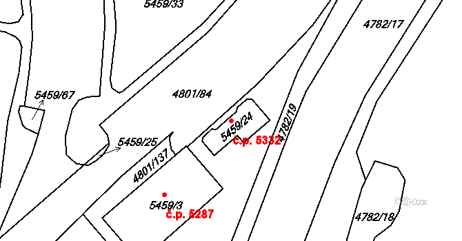 Chomutov 5332 na parcele st. 5459/24 v KÚ Chomutov I, Katastrální mapa